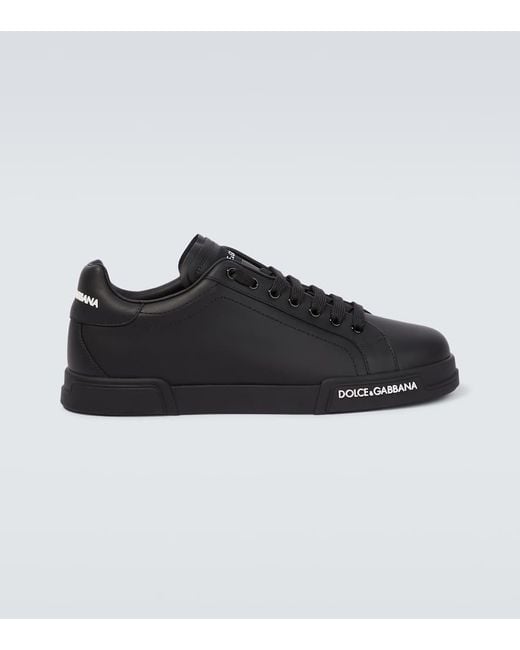 Zapatillas Portofino de piel con logo Dolce & Gabbana de hombre de color Black