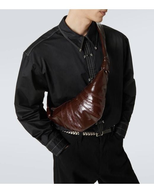Lemaire Brown Croissant Small Leather Shoulder Bag for men