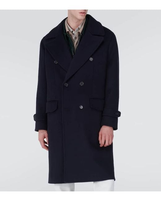 Brioni Blue Wool Overcoat for men