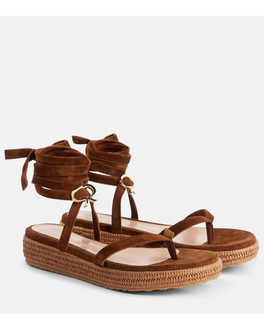 Gianvito Rossi Brown Suede Espadrille Sandals
