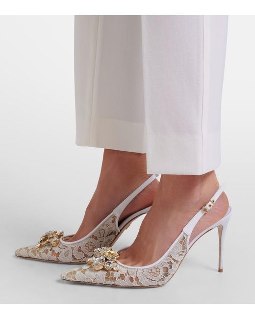 Dolce & Gabbana Natural Lace Slingback Pumps