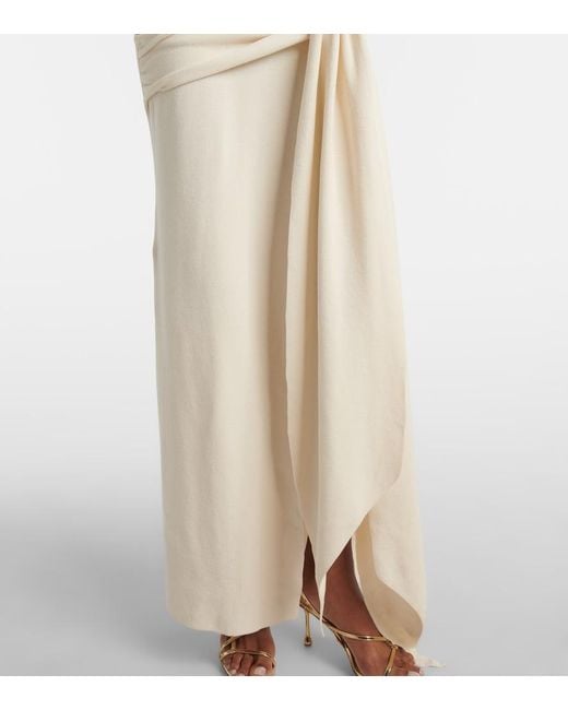 AYA MUSE White Saros Draped Cotton-Blend Maxi Dress