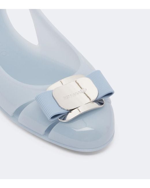 Ferragamo Blue Nara Ballet Flats