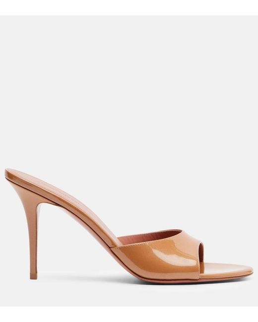AMINA MUADDI Pink Elodie 90 Patent Leather Mules