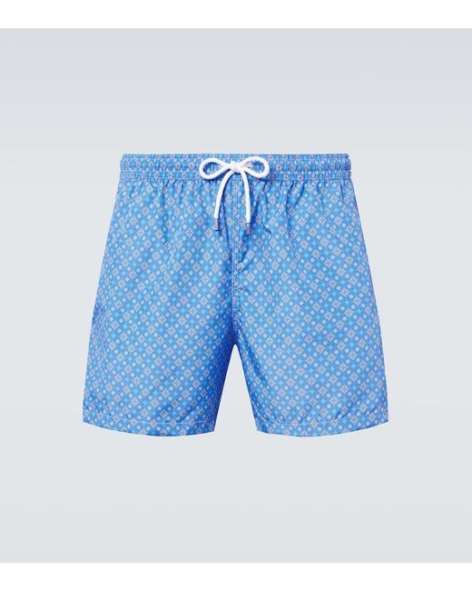 Fedeli Blue Madeira Floral Swim Trunks for men