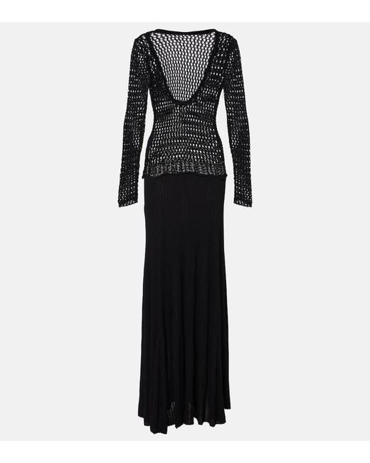 Christopher Esber Black Sheer Cotton-Blend Maxi Dress