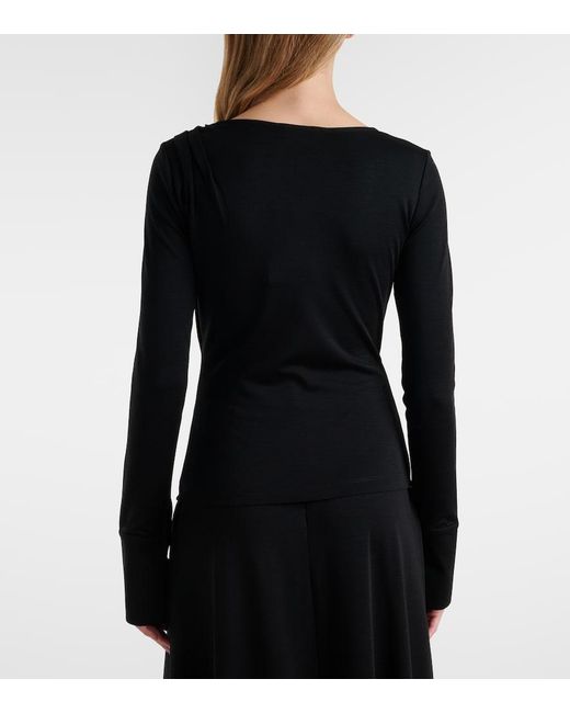 Max Mara Black Adagio Virgin Wool Wrap Top