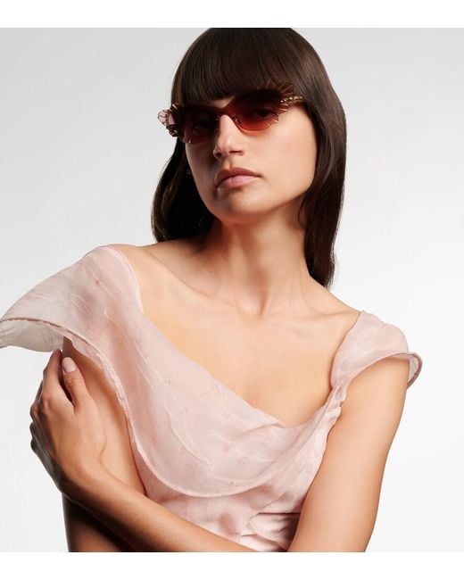 Aquazzura Pink Palm Beach Cat-Eye Sunglasses
