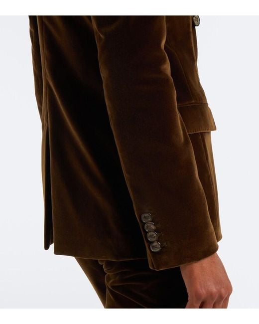 Etro Black Double-Breasted Cotton Velvet Blazer