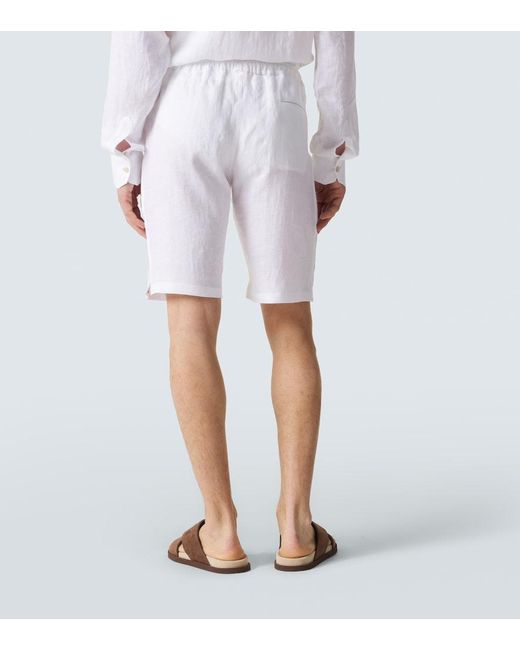 Kiton White Linen Shorts for men