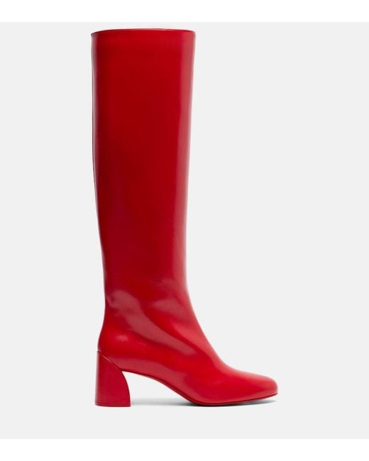 Christian Louboutin Red Janitta Leather Knee-High Boots 55