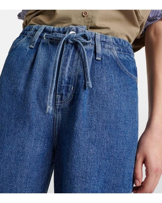 FRAME Blue High-Rise Wide-Leg Jeans