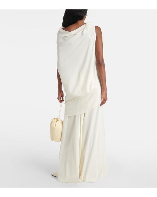 The Row White Dela Wool Wide-Leg Pants