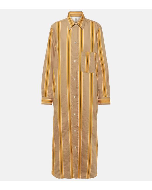 Totême  Natural Jacquard Striped Cotton-blend Shirt Dress