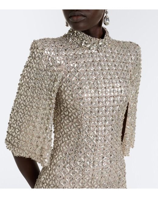 Jenny Packham White Sedona Embellished Mesh Gown