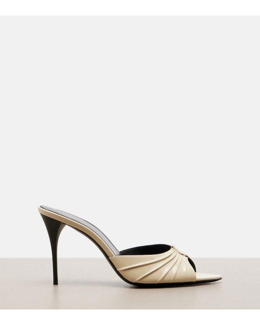 Saint Laurent Metallic Babylone Cassandre Leather Mules