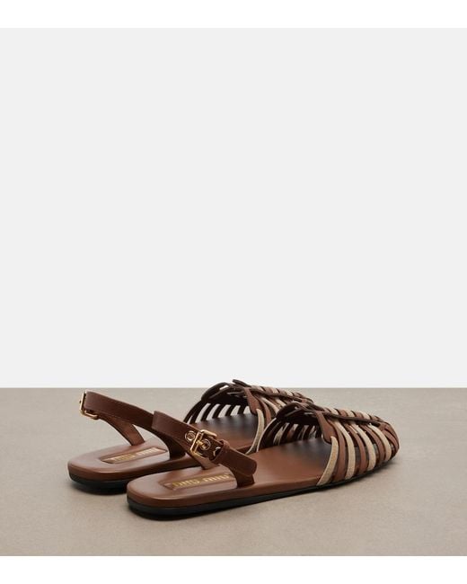 Miu Miu Brown Leather And Suede Fisherman Sandals