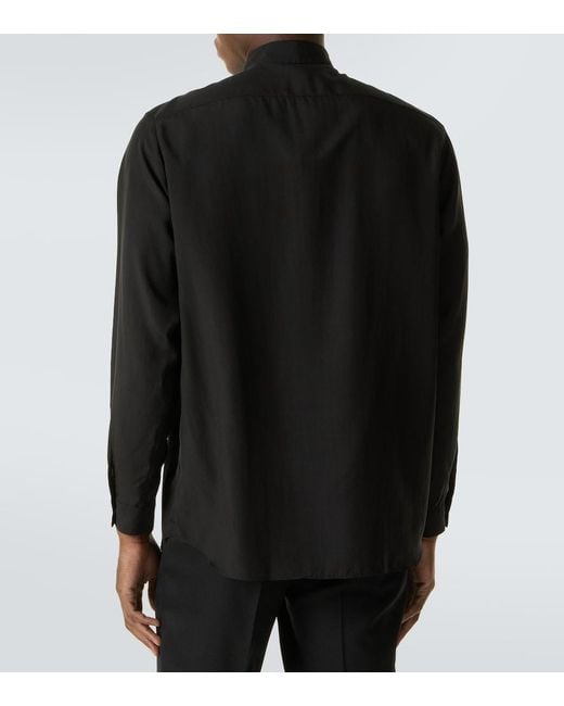Lardini Black Tencel And Linen Shirt for men
