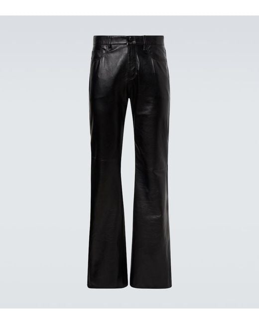 Acne Black Leather Flared Pants for men