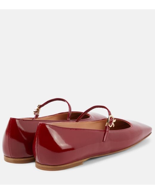Gianvito Rossi Red Christina Patent Leather Mary Jane Flats