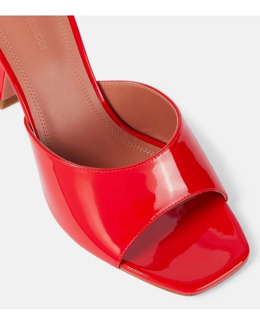 AMINA MUADDI Red Lupita 70 Patent Leather Mules