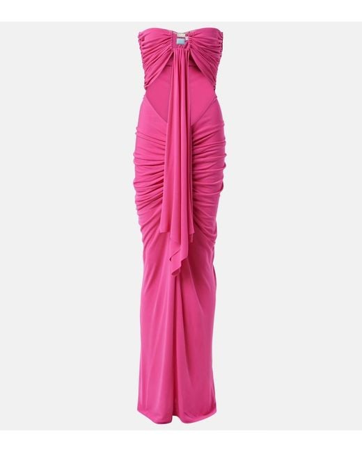 Christopher Esber Pink Cutout Embellished Jersey Gown