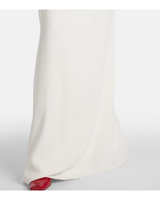 Oscar de la Renta White Lace-Trimmed Silk-Blend Georgette Kaftan