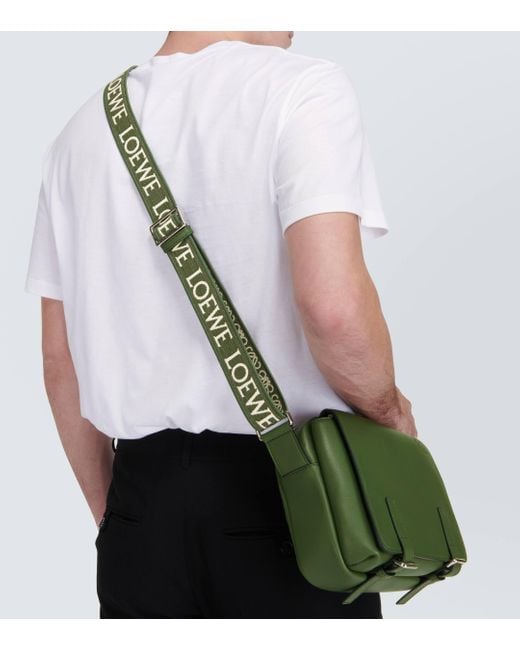 Loewe Green Xs Leather Messenger Bag for men