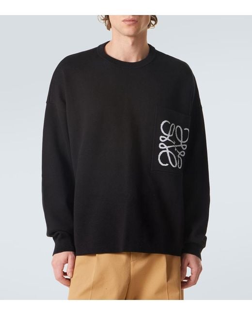 Loewe Black Anagram Embroidered Sweater for men