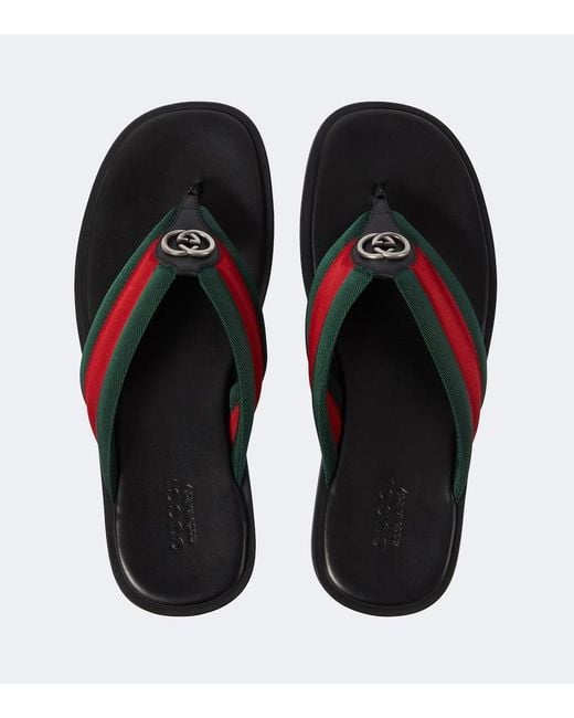Gucci Blue Gg Web Stripe Slides for men