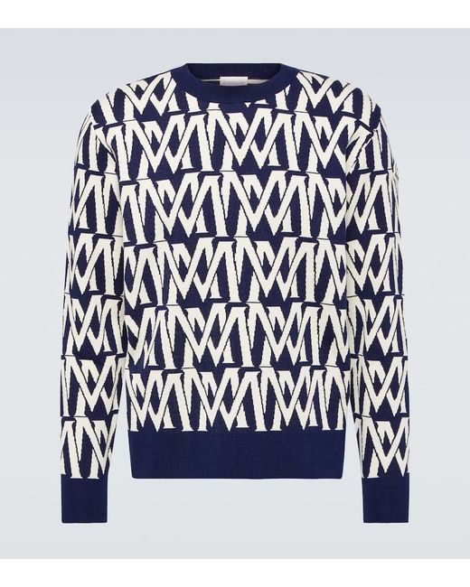 Moncler Blue Monogram Cotton-blend Sweater for men
