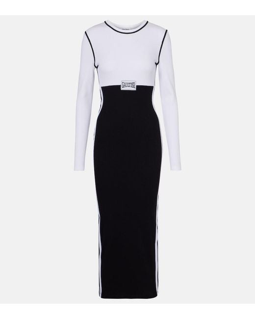 Jean Paul Gaultier Black Logo Cotton-Blend Jersey Maxi Dress