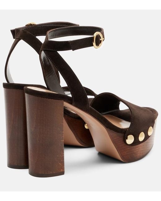 Gianvito Rossi Brown Ardea Studded Suede Platform Sandals