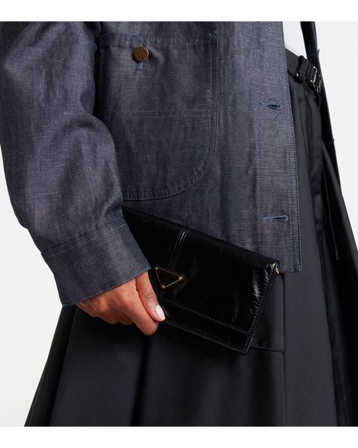 Prada Black Logo Leather Pouch With Strap