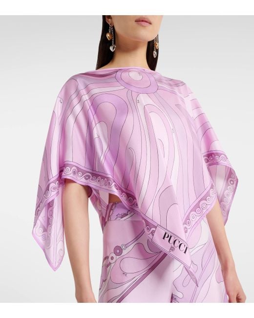 Emilio Pucci Pink Printed Silk Twill Top