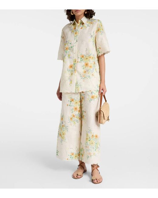 Chemise Juliette En Lin A Fleurs ALÉMAIS en coloris Metallic