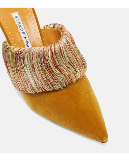 Manolo Blahnik Brown Caldean 90 Velvet Mules