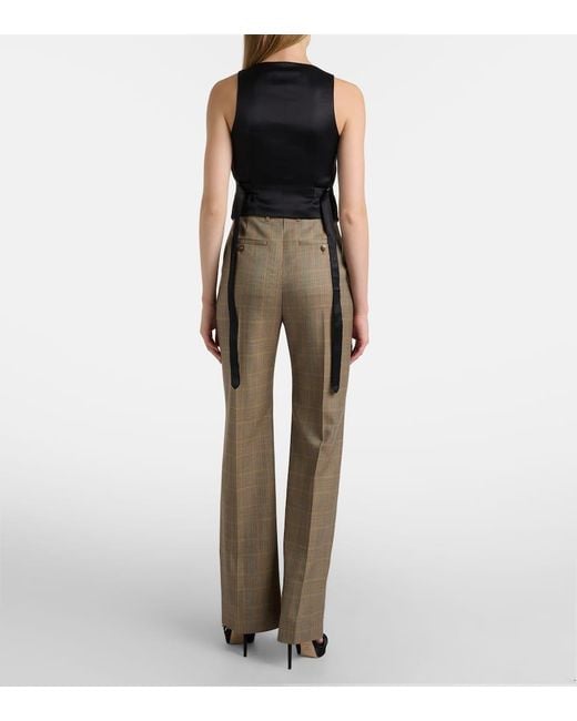 Alexander McQueen Brown Gerade High-Rise-Hose Country Check Aus Wolle