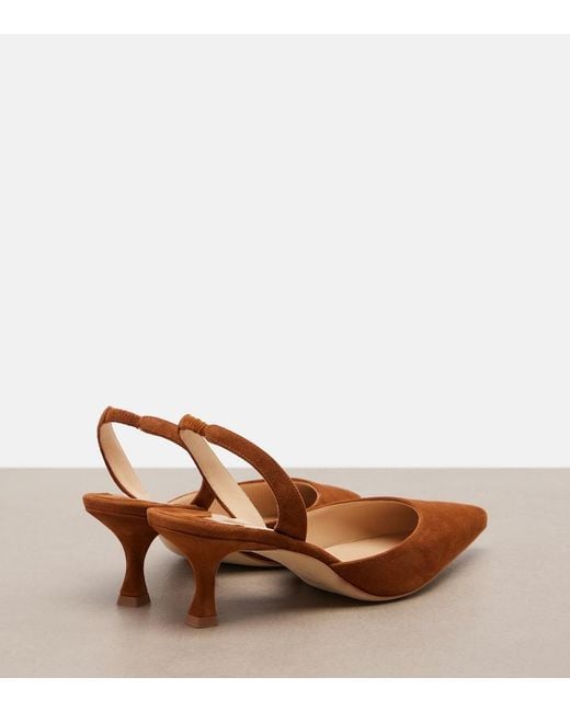 Manolo Blahnik Brown Carolyne Suede Slingback Pumps