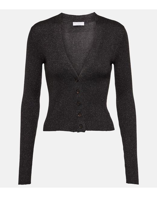 Brunello Cucinelli Black Cashmere And Silk-Blend Cardigan