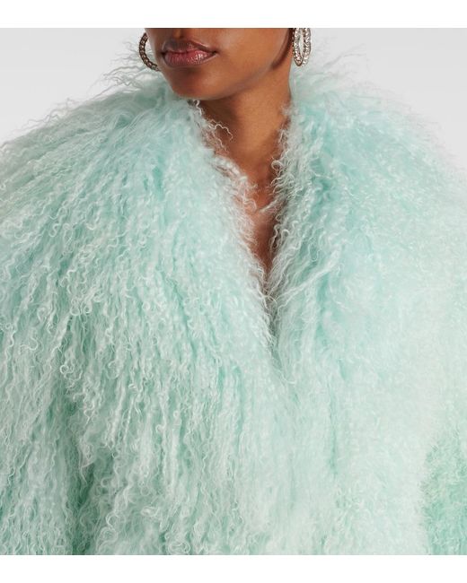 Self-Portrait Green Shearling Jacket