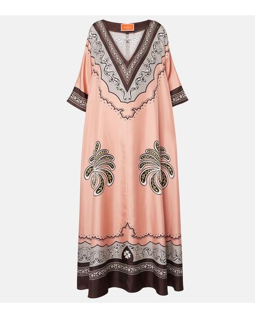 LaDoubleJ Pink Muumuu Printed Silk Twill Maxi Dress