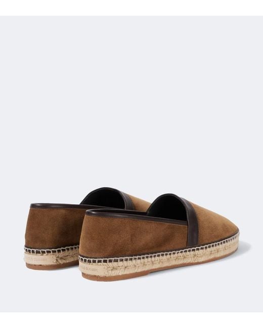 Manolo Blahnik Brown Nerano Leather-Trimmed Suede Espadrilles for men