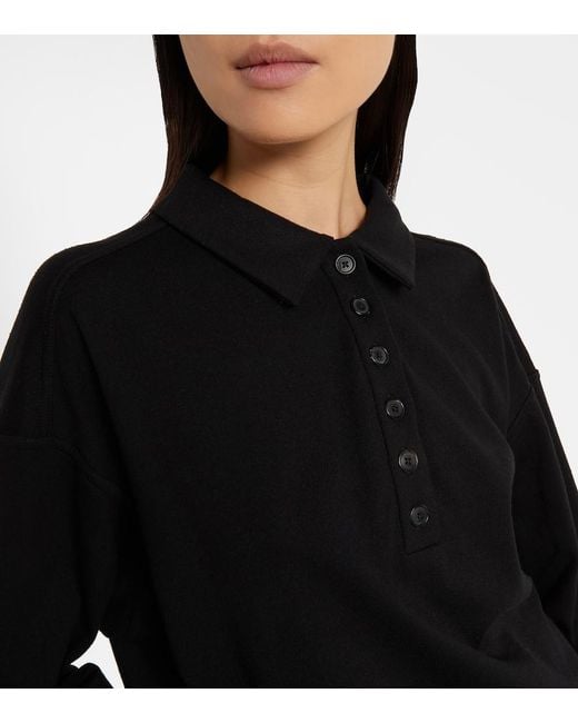 Khaite Black Faithful Silk Jersey Polo Sweater