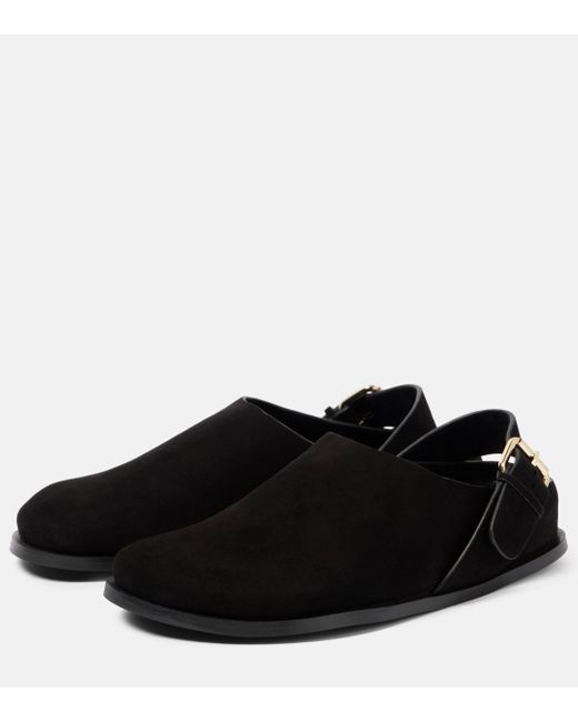 A.Emery Black Louis Suede Buckle Clogs