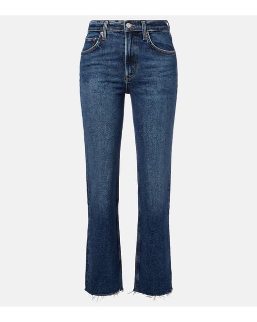 Agolde Blue Valen Mid-Rise Straight Jeans