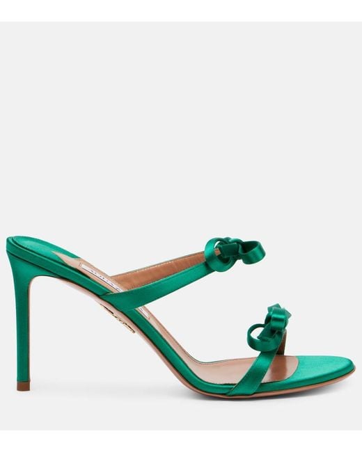 Aquazzura Green Sandalen Soave 85 Aus Satin