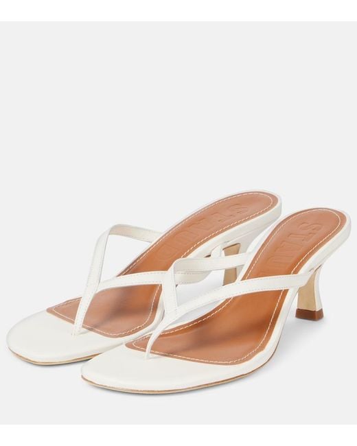 Staud Pink Freja Leather Thong Sandals