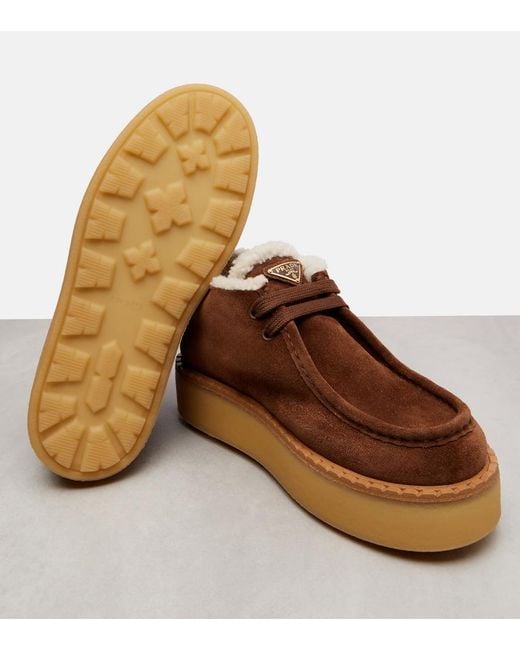 Prada Brown Suede Platform Desert Boots