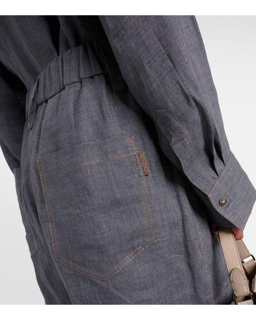 Shorts de lino Brunello Cucinelli de color Gray